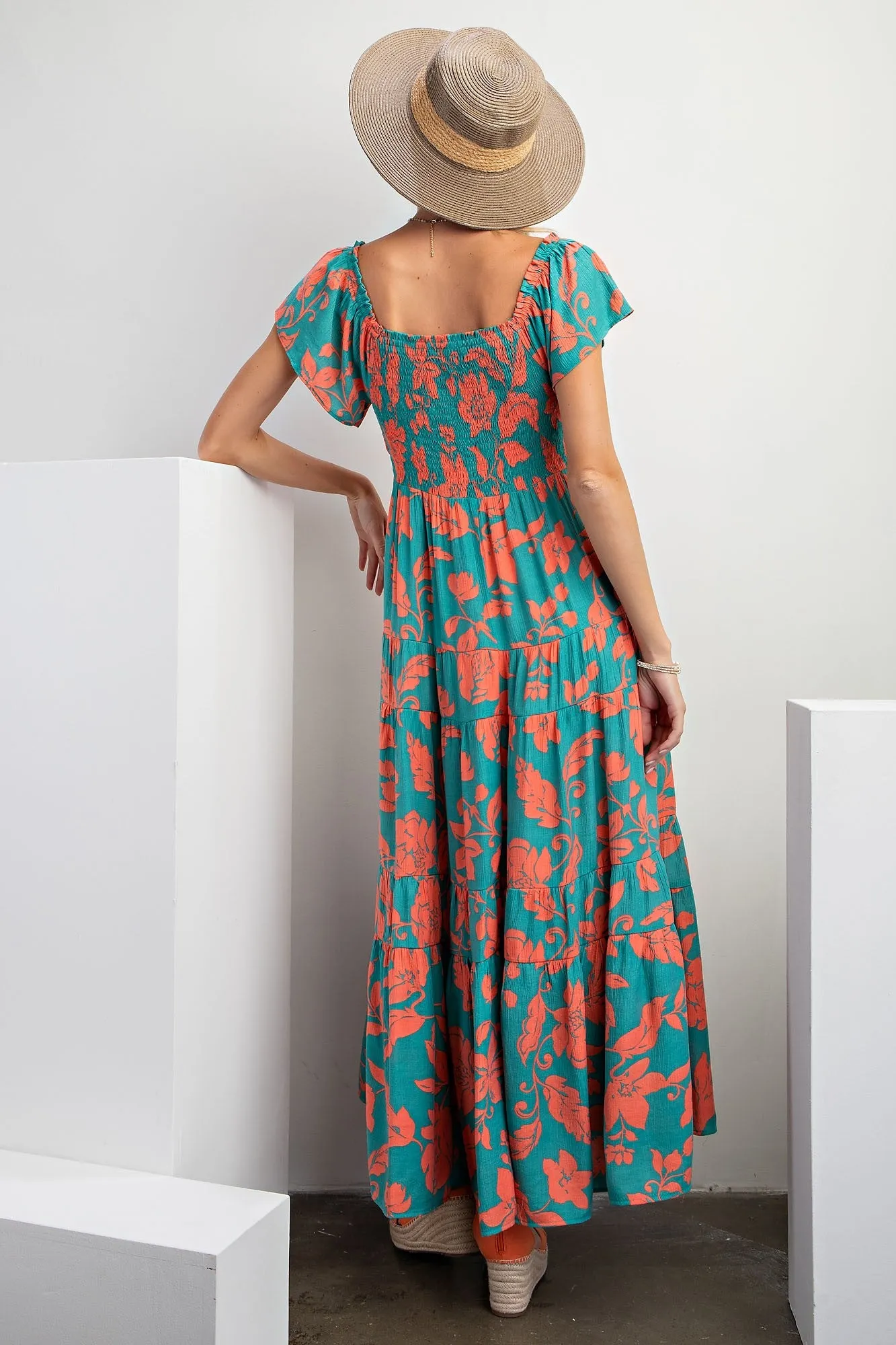 Atlantis Green Short Sleeve Printed Woven Maxi Dress sold by Pinkblush product image thumbnail 3