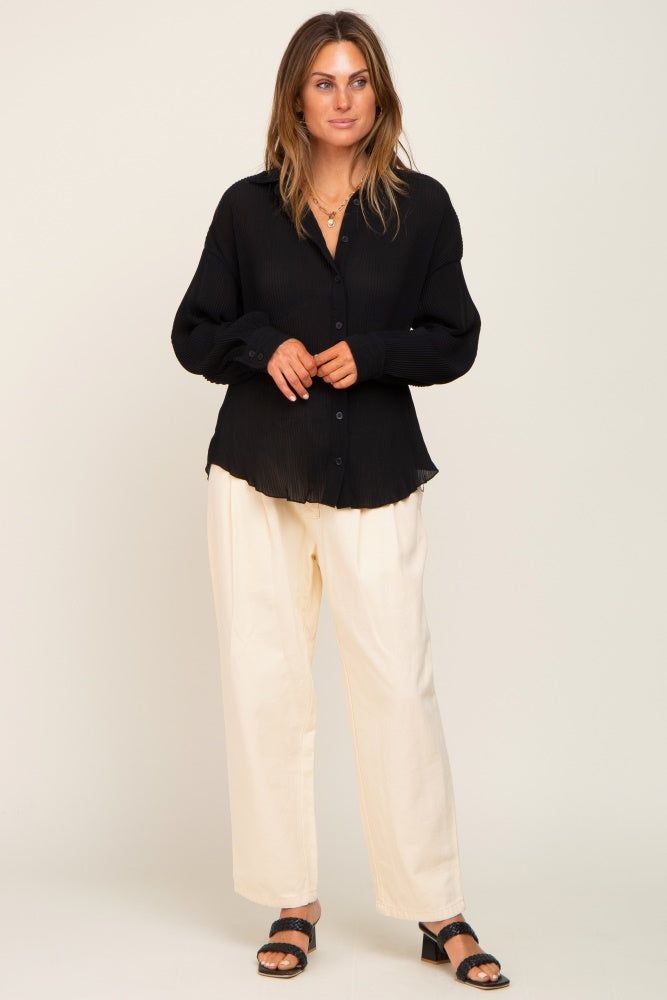 Black Plisse Chiffon Blouse sold by Pinkblush product image thumbnail 4