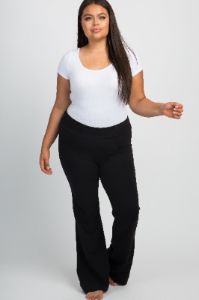 Black Foldover Plus Maternity Lounge Pants sold by Pinkblush