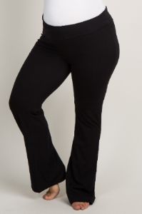 Black Foldover Plus Maternity Lounge Pants sold by Pinkblush