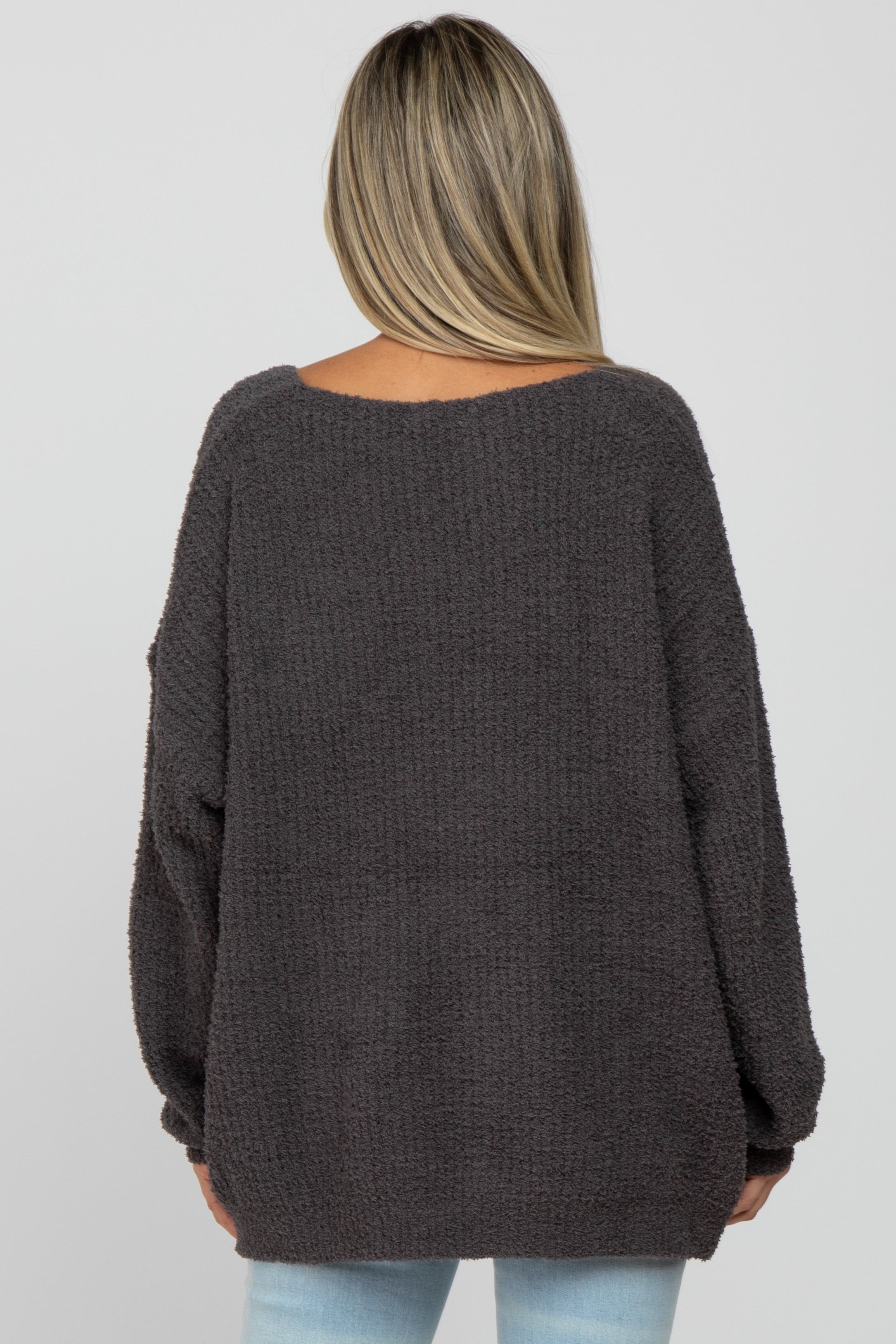 Charcoal V-Neck Soft Maternity Sweater sold by Pinkblush product image thumbnail 4