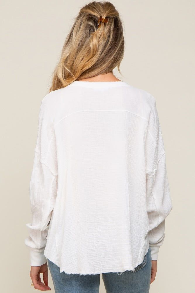 White Front Button Drop Shoulder Long Sleeve Maternity Top sold by Pinkblush product image thumbnail 4