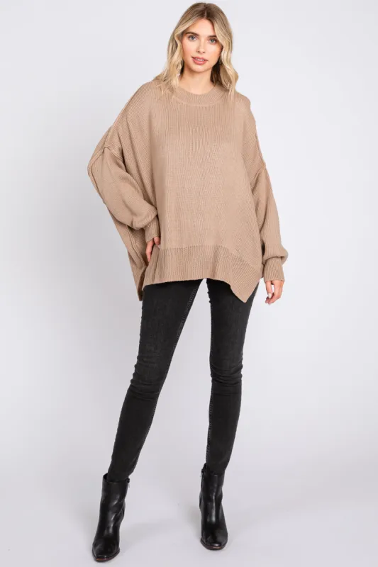 Mocha Long Sleeve Sweater sold by Pinkblush