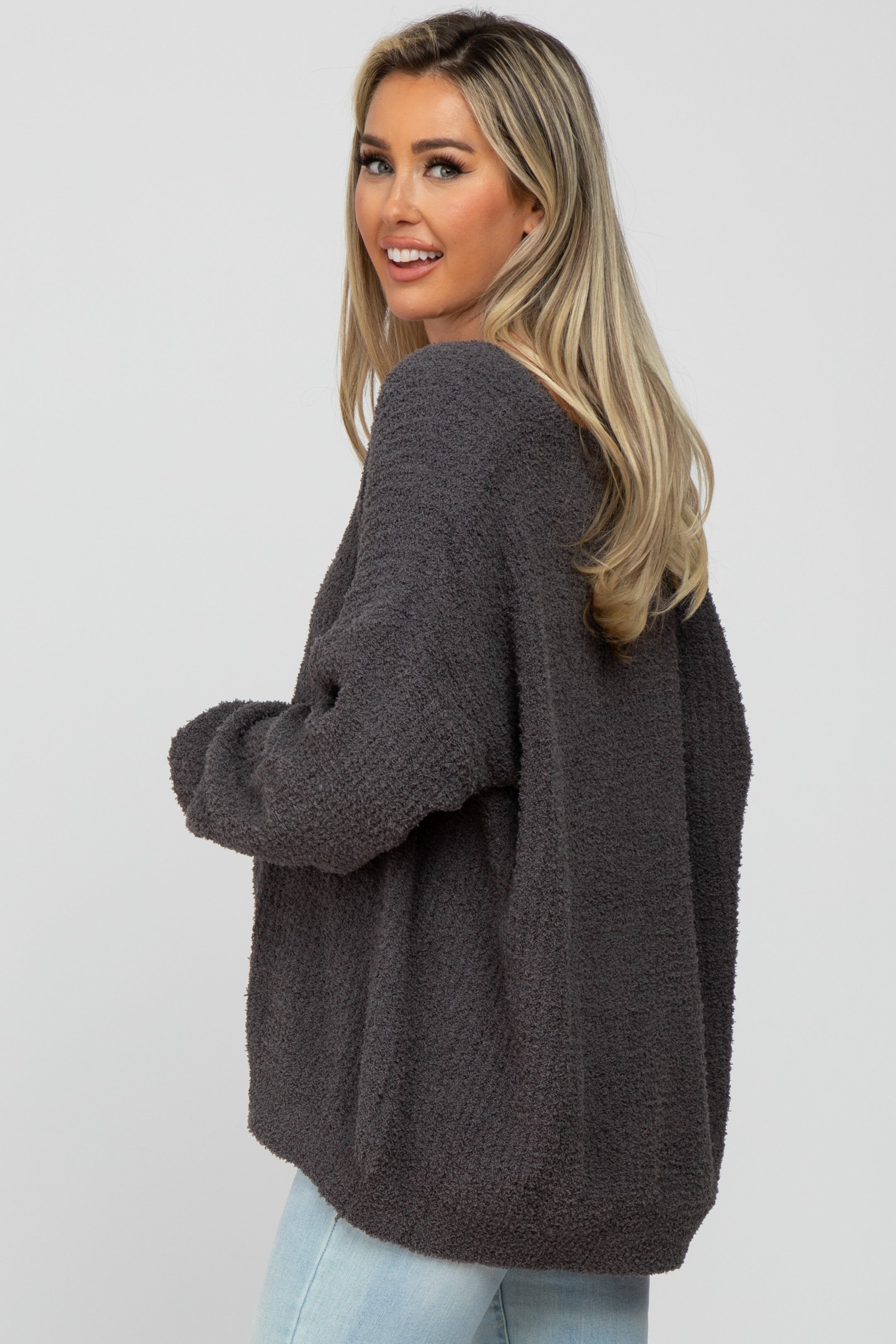 Charcoal V-Neck Soft Maternity Sweater sold by Pinkblush product image thumbnail 3