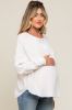 White Front Button Drop Shoulder Long Sleeve Maternity Top sold by Pinkblush