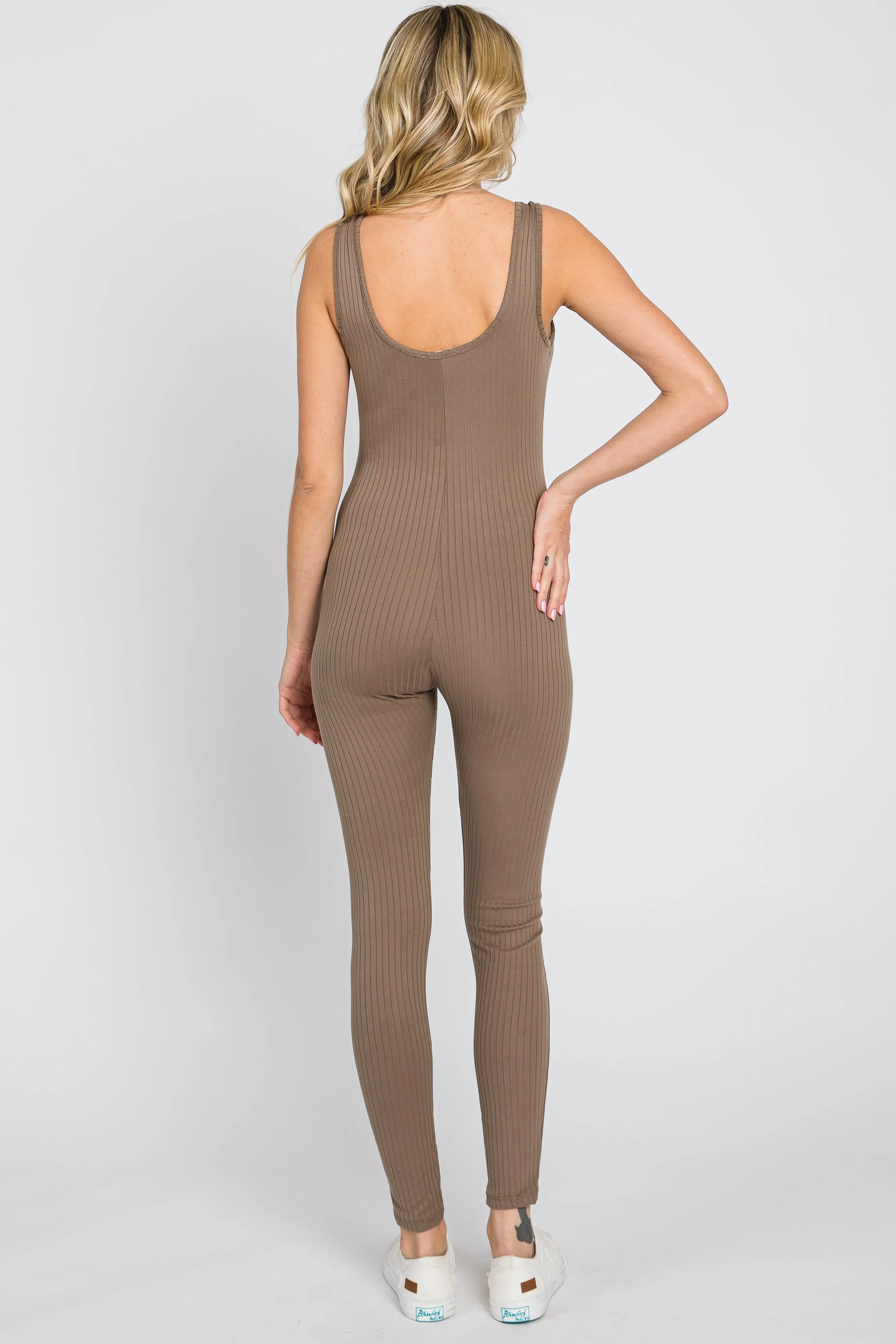 Taupe Ribbed Bodycon Jumpsuit sold by Pinkblush product image thumbnail 4