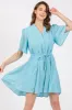 Light Blue Checkered Braided Belt Button Front Dress sold by Pinkblush