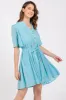 Light Blue Checkered Braided Belt Button Front Dress sold by Pinkblush