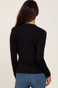 Black Long Sleeve Wrap Nursing Top sold by Pinkblush