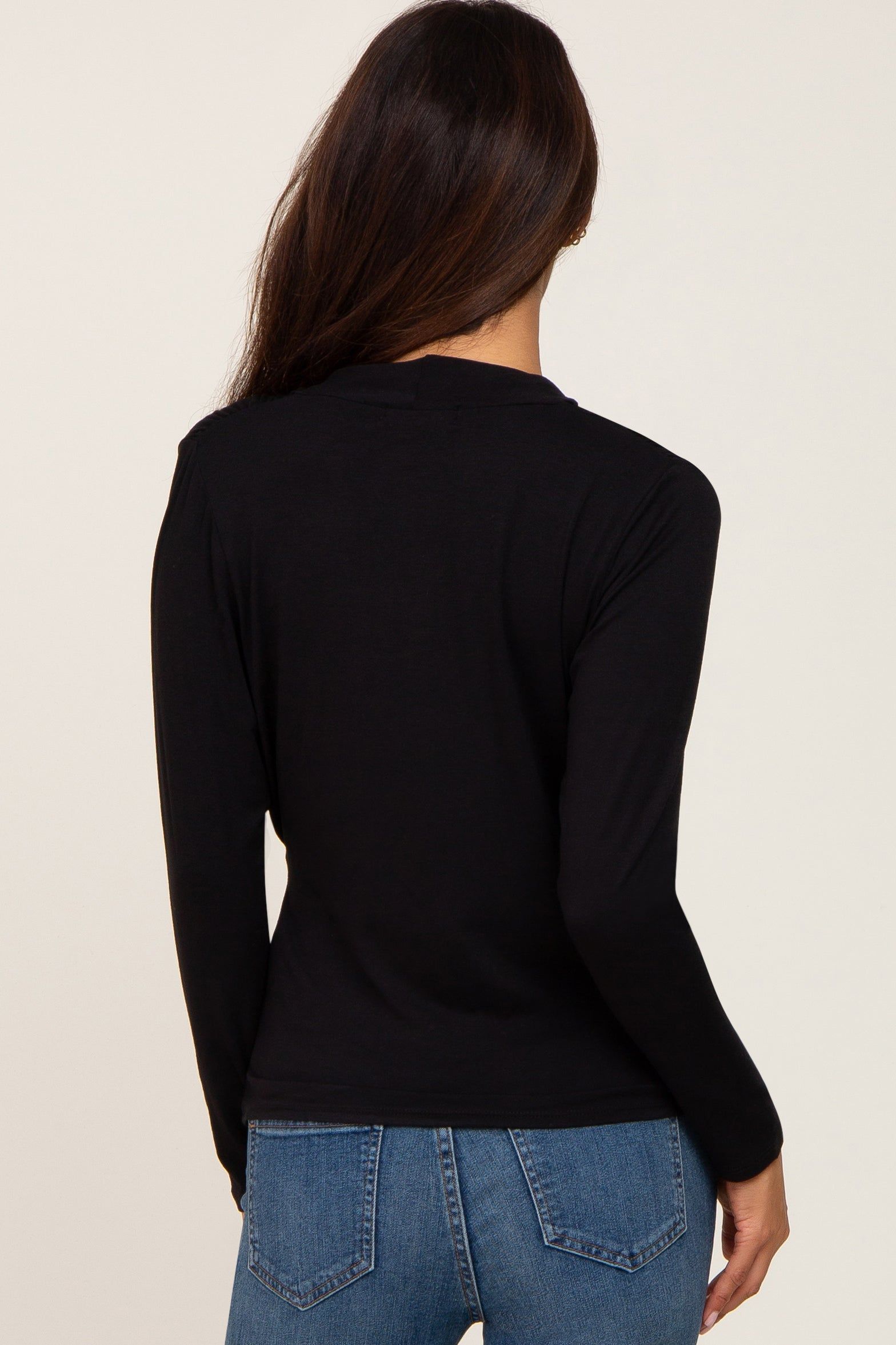 Black Long Sleeve Wrap Nursing Top sold by Pinkblush product image thumbnail 3