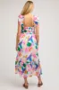 White Watercolor Print Ruffle Accent Maternity Midi Dress sold by Pinkblush