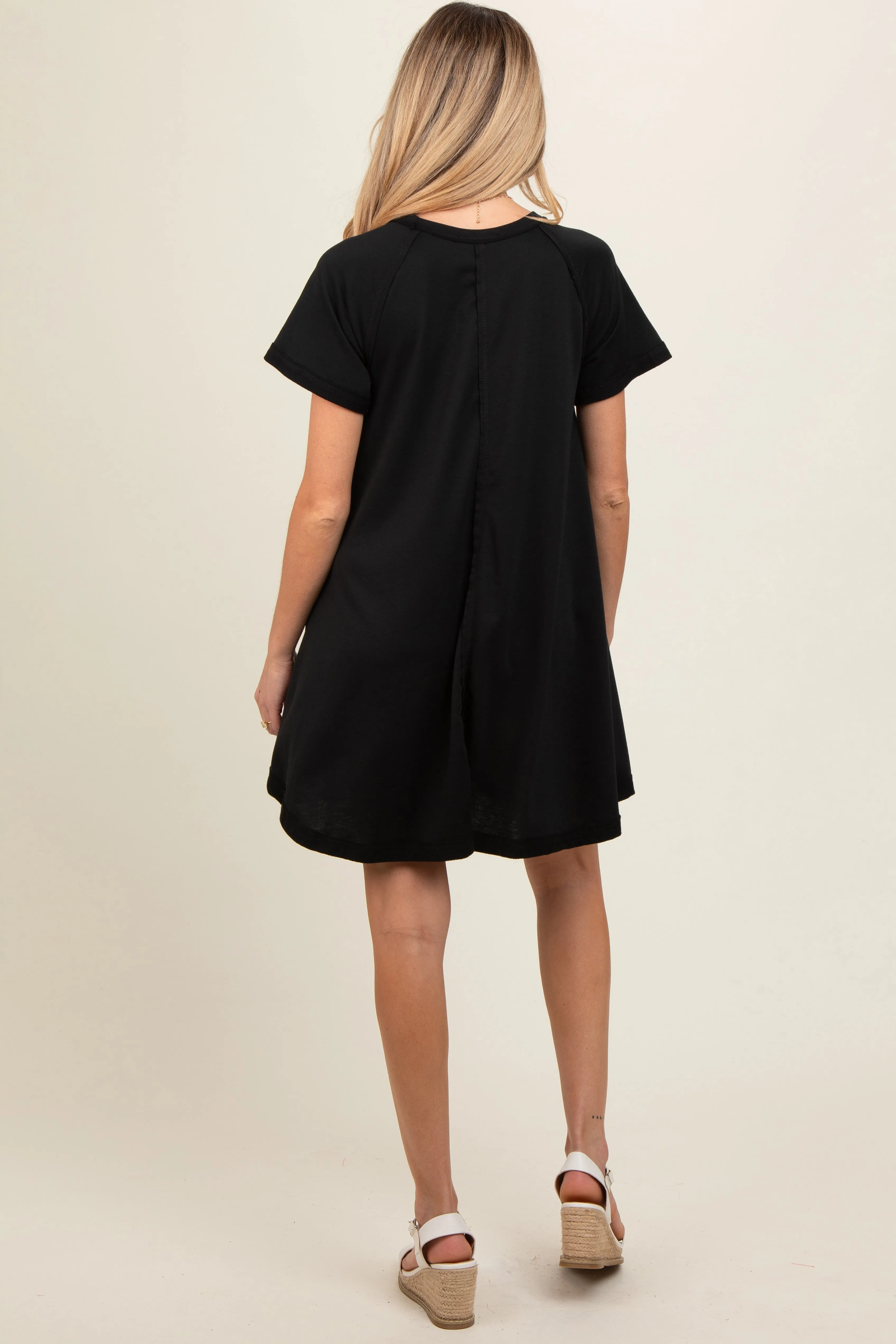 Black Solid T-shirt Maternity Mini Dress sold by Pinkblush product image thumbnail 4