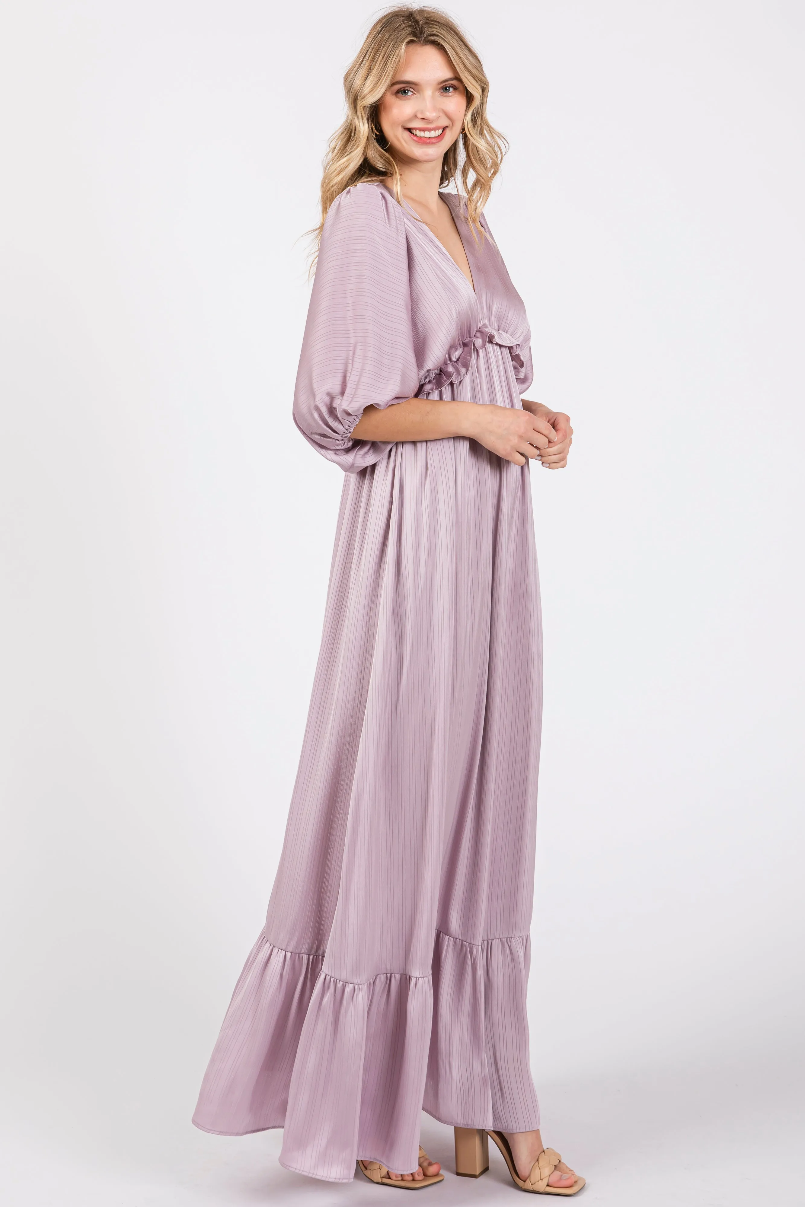 Lavender Striped Ruffle Accent Maxi Dress sold by Pinkblush product image thumbnail 2
