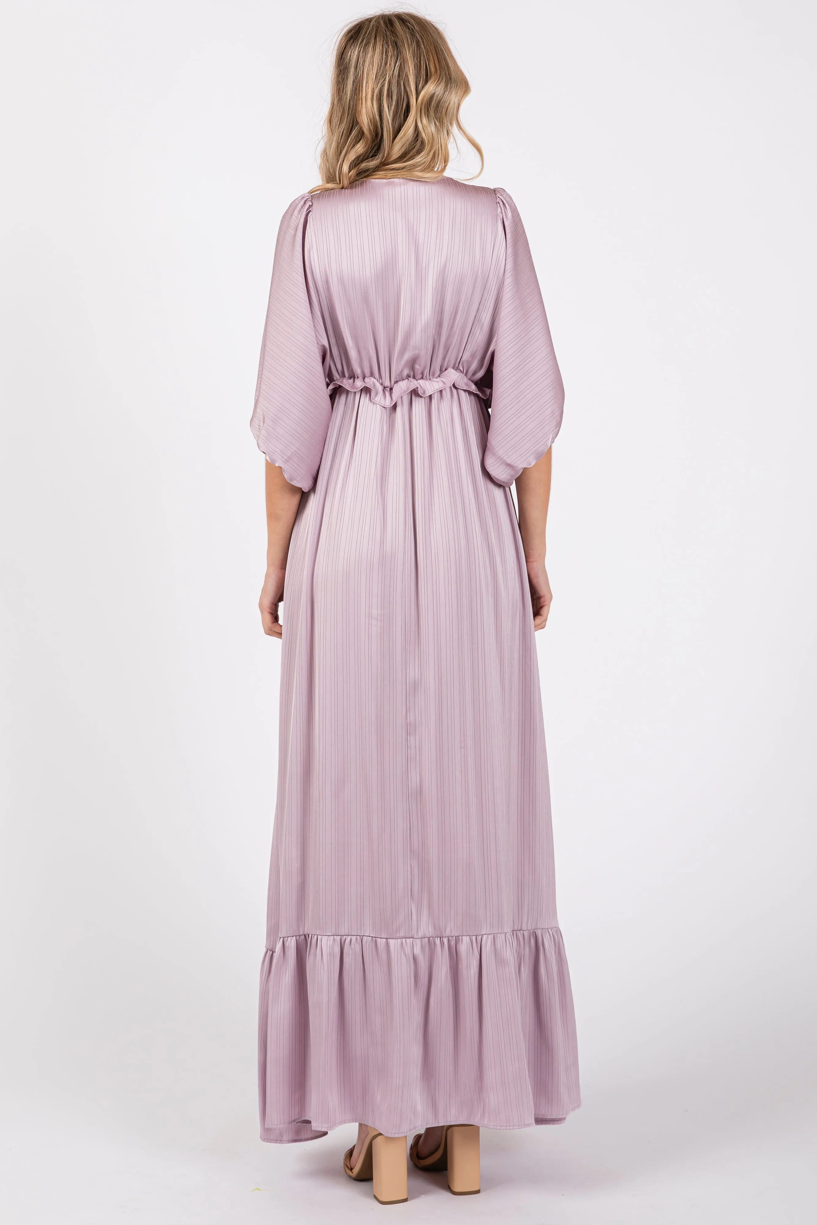 Lavender Striped Ruffle Accent Maxi Dress sold by Pinkblush product image thumbnail 3