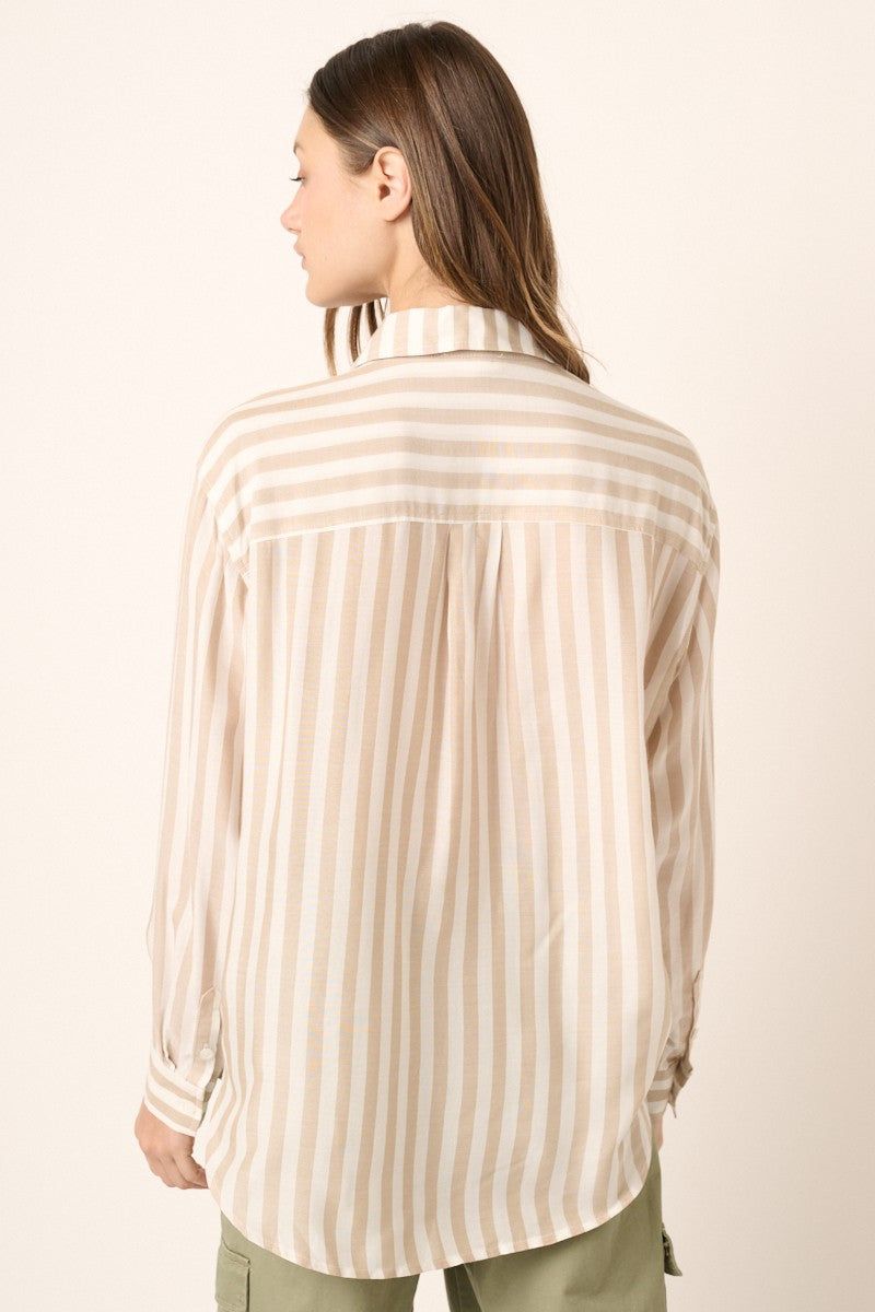 Sand Striped Button Down Shirt sold by Pinkblush product image thumbnail 3