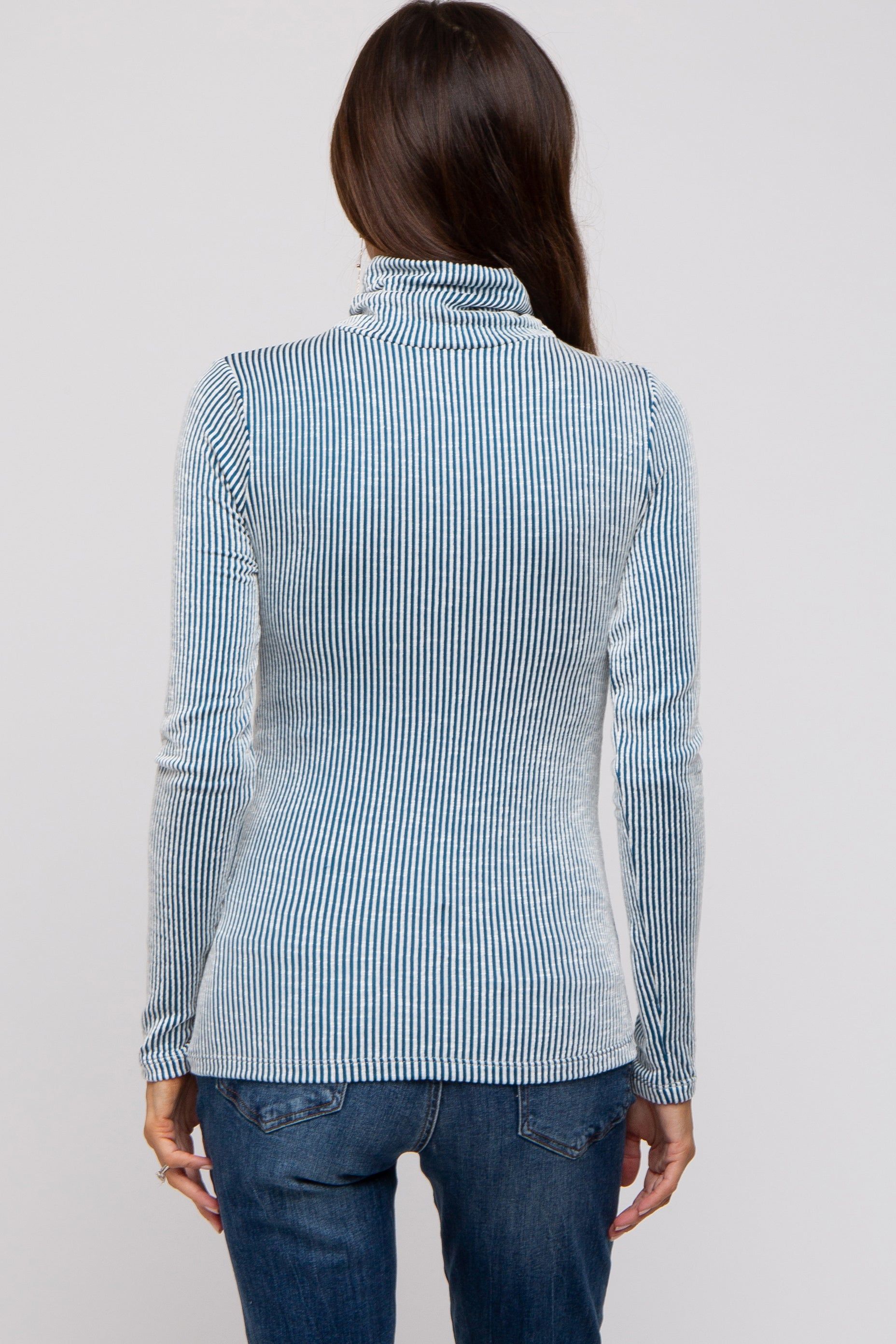 Teal Ribbed Maternity Turtleneck Top sold by Pinkblush product image thumbnail 3