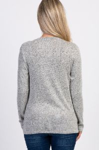 PinkBlush Heather Grey Long Sleeve Wrap Maternity Nursing Top sold by Pinkblush