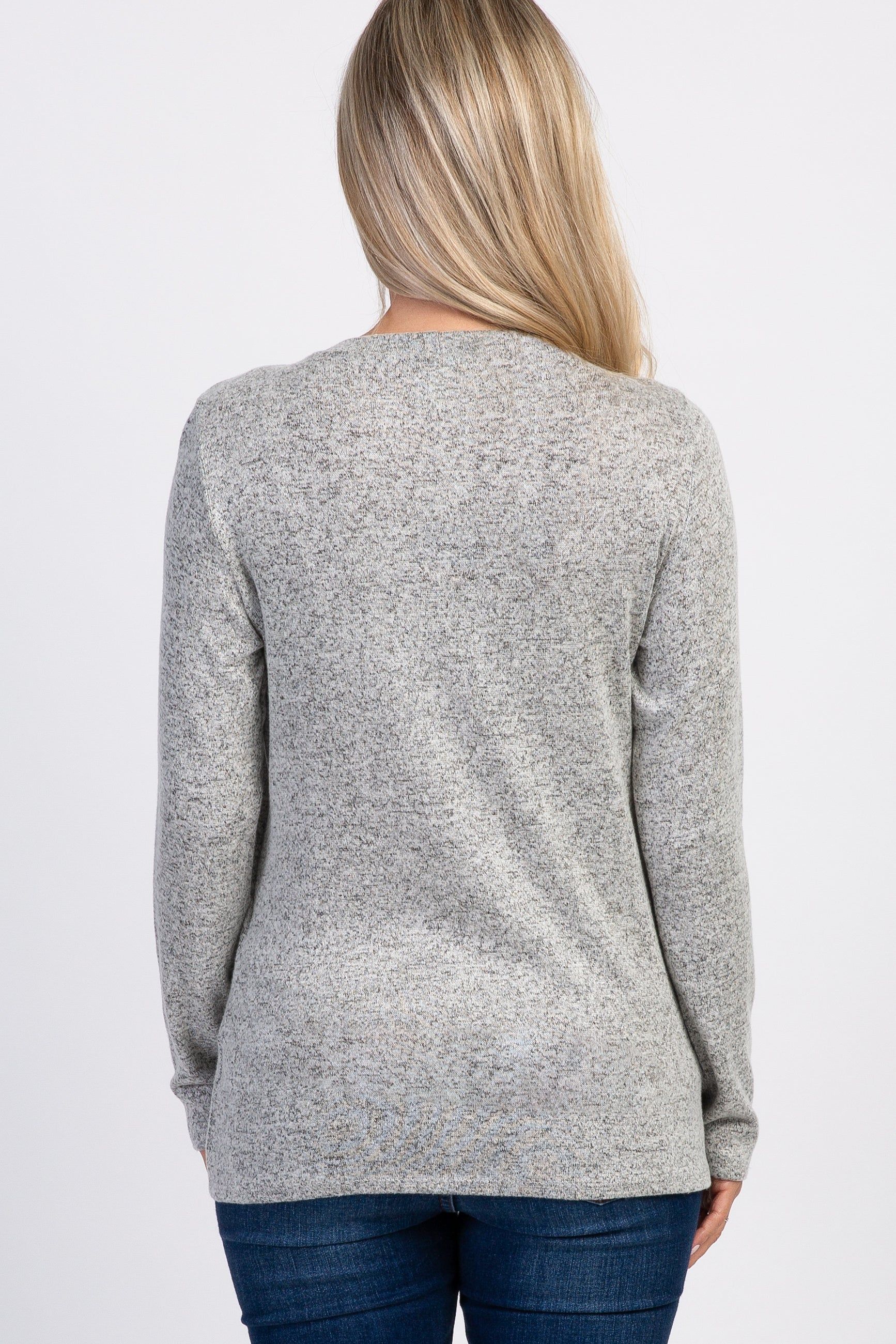 PinkBlush Heather Grey Long Sleeve Wrap Maternity Nursing Top sold by Pinkblush product image thumbnail 4