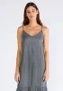 Charcoal Chambray Ruffle Hem Maxi Dress sold by Pinkblush