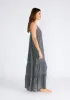 Charcoal Chambray Ruffle Hem Maxi Dress sold by Pinkblush