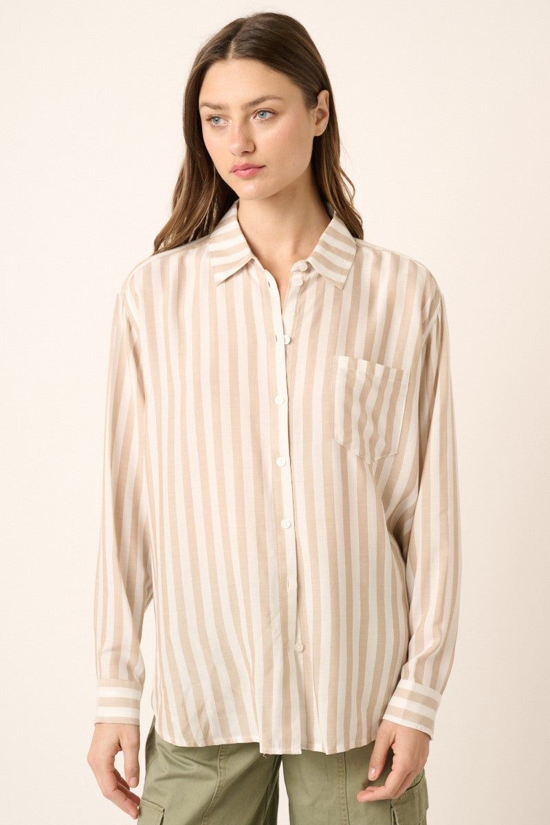 Sand Striped Button Down Shirt sold by Pinkblush product image thumbnail 2
