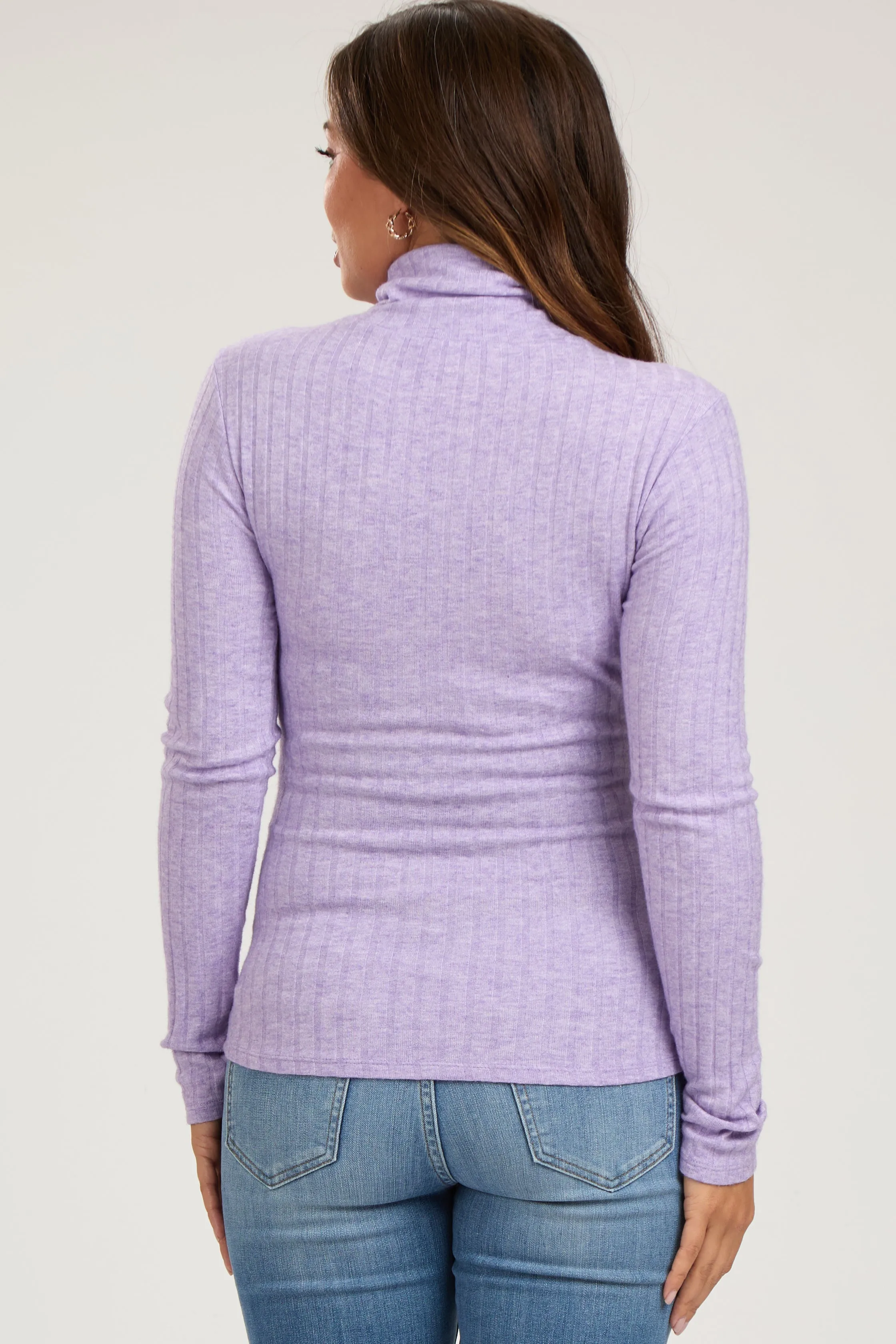 Lavender Ribbed Long Sleeve Maternity Turtle Neck Top sold by Pinkblush product image thumbnail 3