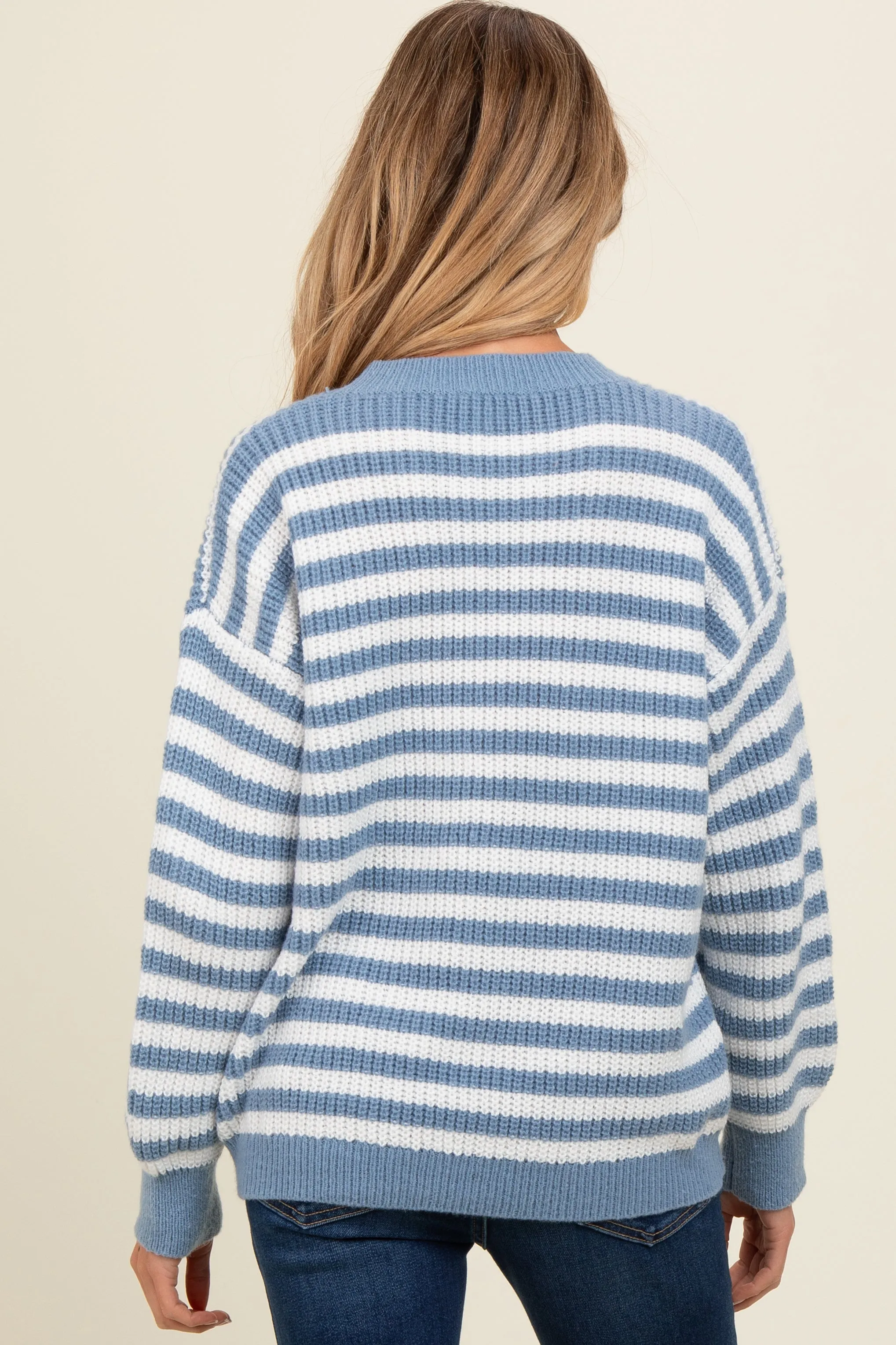 Blue Striped Crew Neck Maternity Sweater sold by Pinkblush product image thumbnail 3