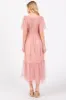 Mauve Dotted Tulle Smocked Midi Dress sold by Pinkblush