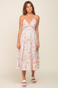Lavender Floral Tiered Midi Dress sold by Pinkblush