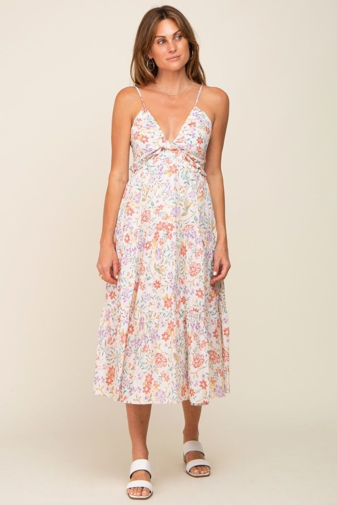 Lavender Floral Tiered Midi Dress sold by Pinkblush product image thumbnail 4