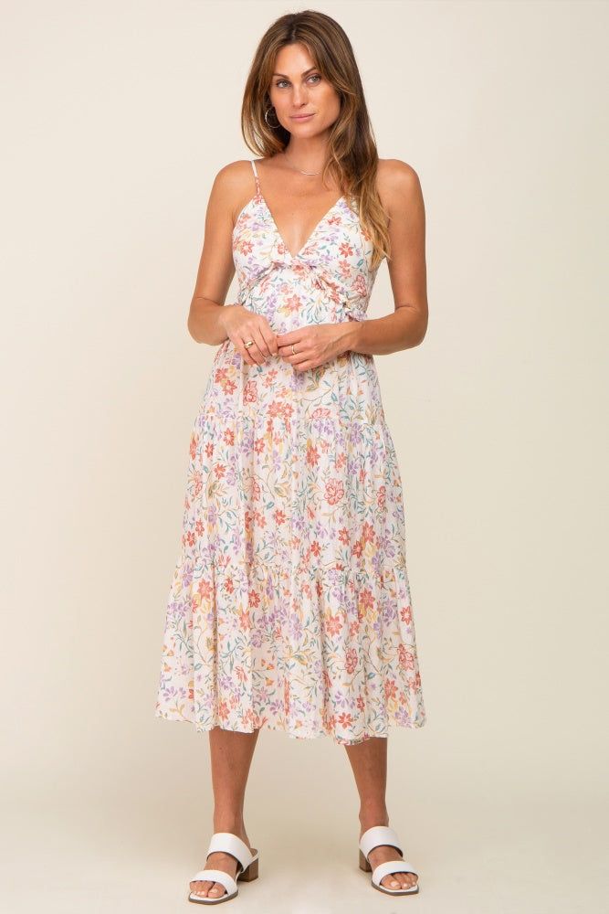 Lavender Floral Tiered Midi Dress sold by Pinkblush