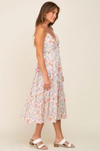 Lavender Floral Tiered Midi Dress sold by Pinkblush