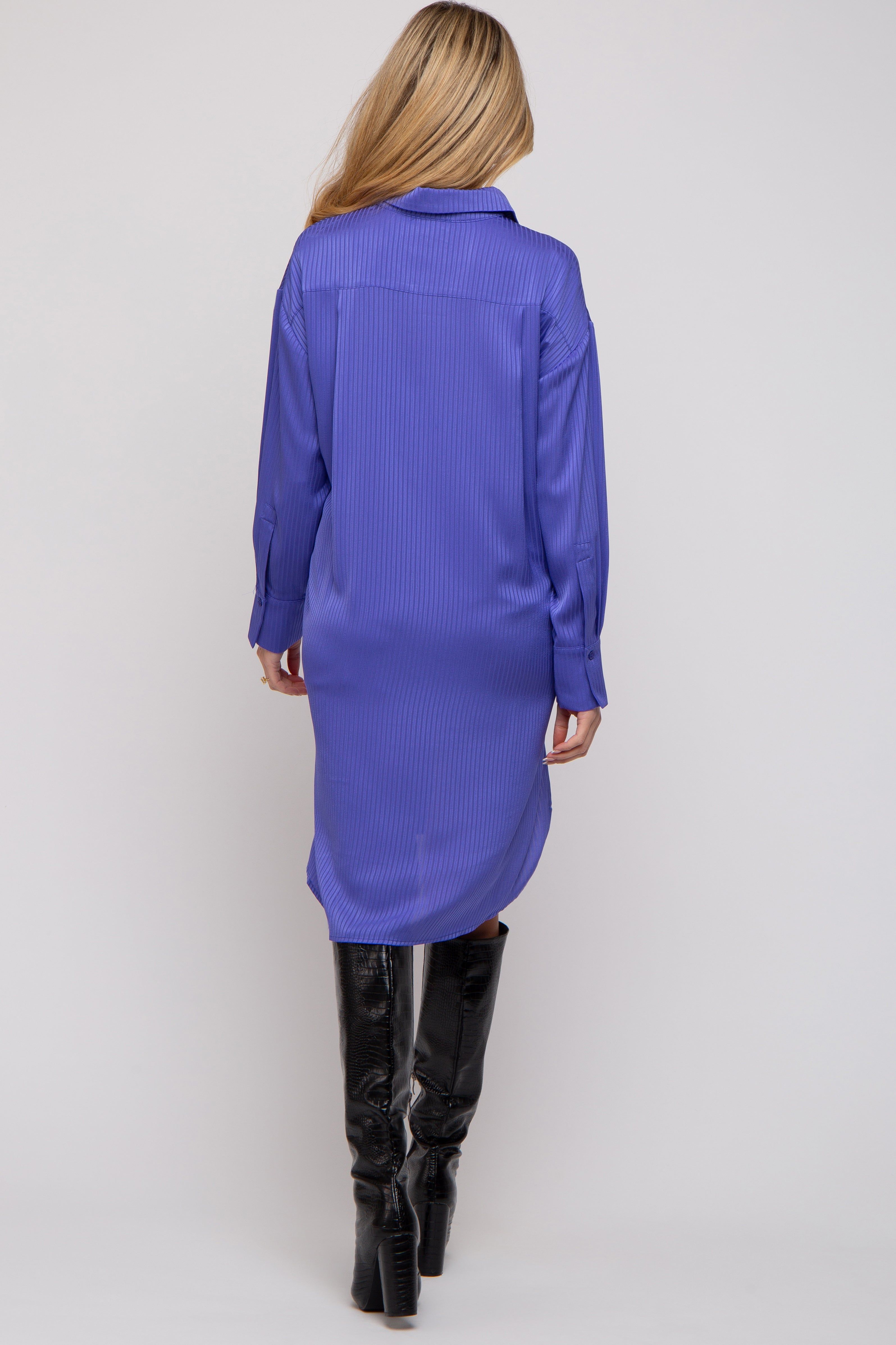Purple Striped Maternity Shirt Dress sold by Pinkblush product image thumbnail 4