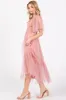 Mauve Dotted Tulle Smocked Midi Dress sold by Pinkblush