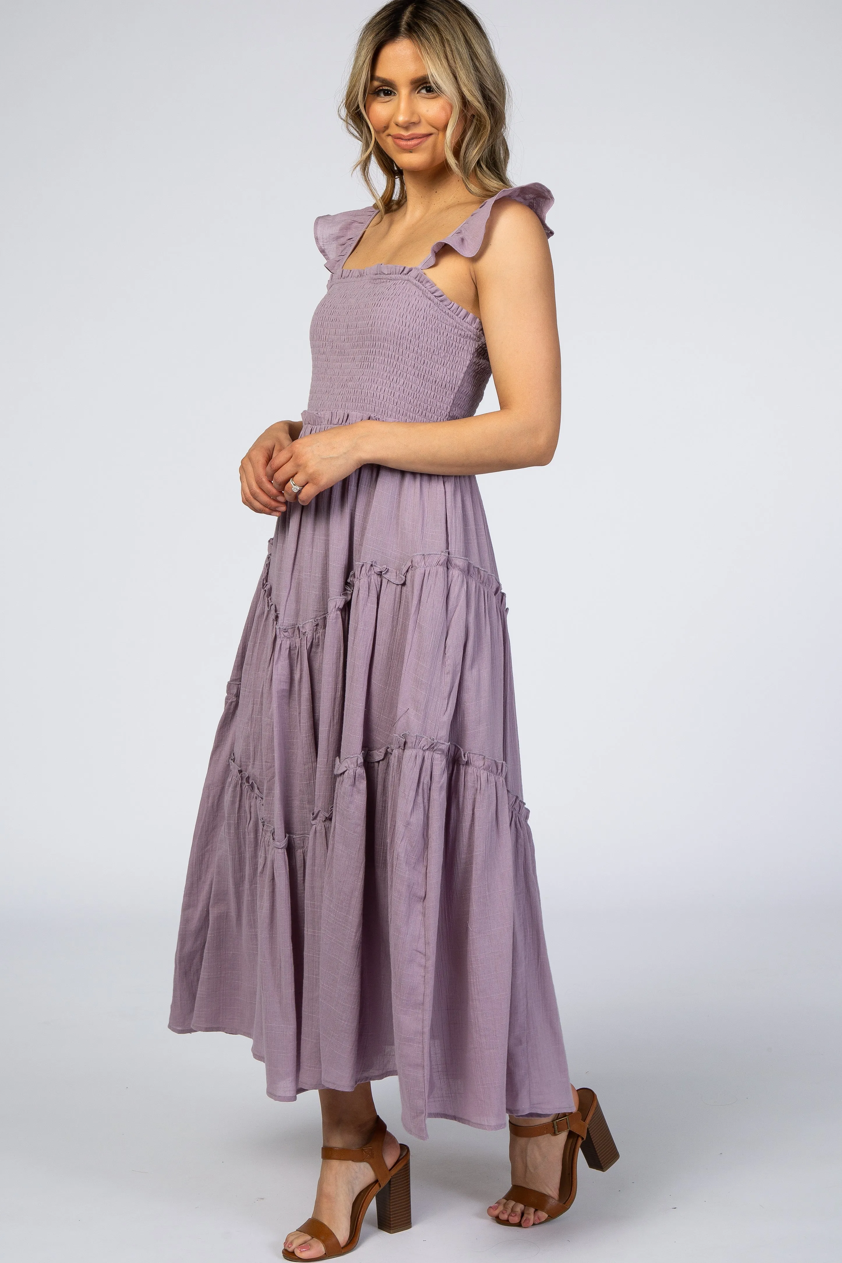 Lavender Smocked Ruffle Accent Dress sold by Pinkblush product image thumbnail 2