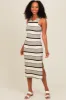 Ivory Striped Sleeveless Maternity Midi Dress sold by Pinkblush