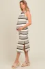 Ivory Striped Sleeveless Maternity Midi Dress sold by Pinkblush