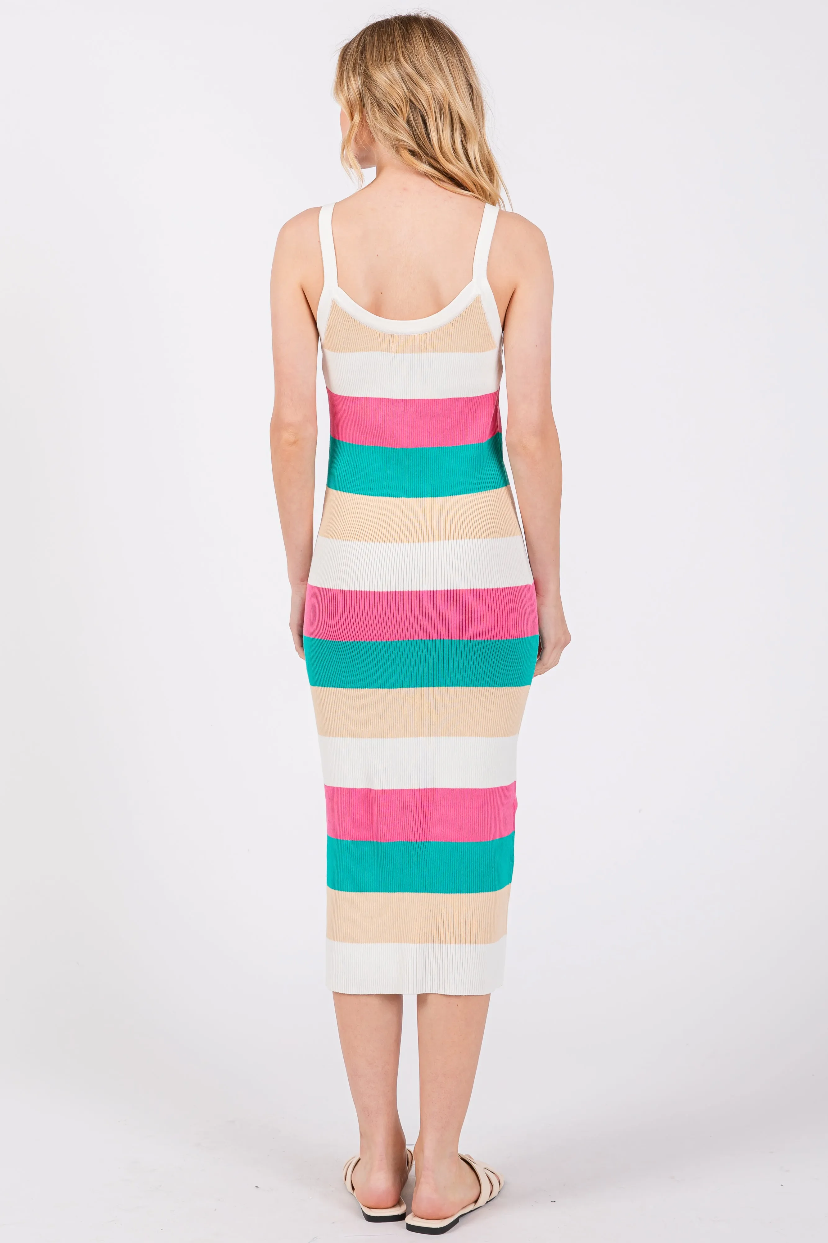 Pink Wide Stripe Knit Midi Dress sold by Pinkblush product image thumbnail 3