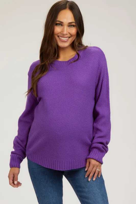 Purple Knit Pullover Maternity Sweater sold by Pinkblush