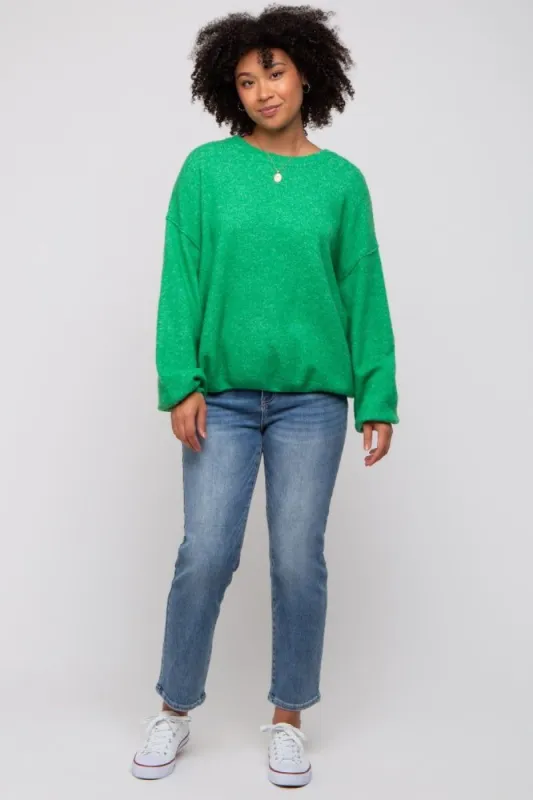 Green Basic Drop Shoulder Sweater sold by Pinkblush