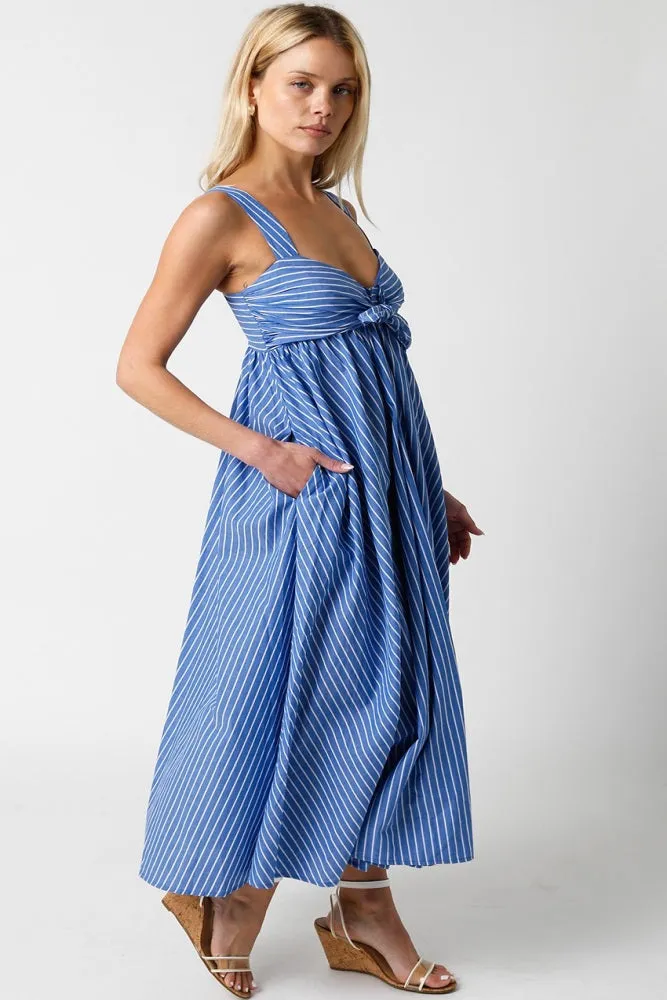 Blue Striped Front Tie Maxi Dress sold by Pinkblush product image thumbnail 2
