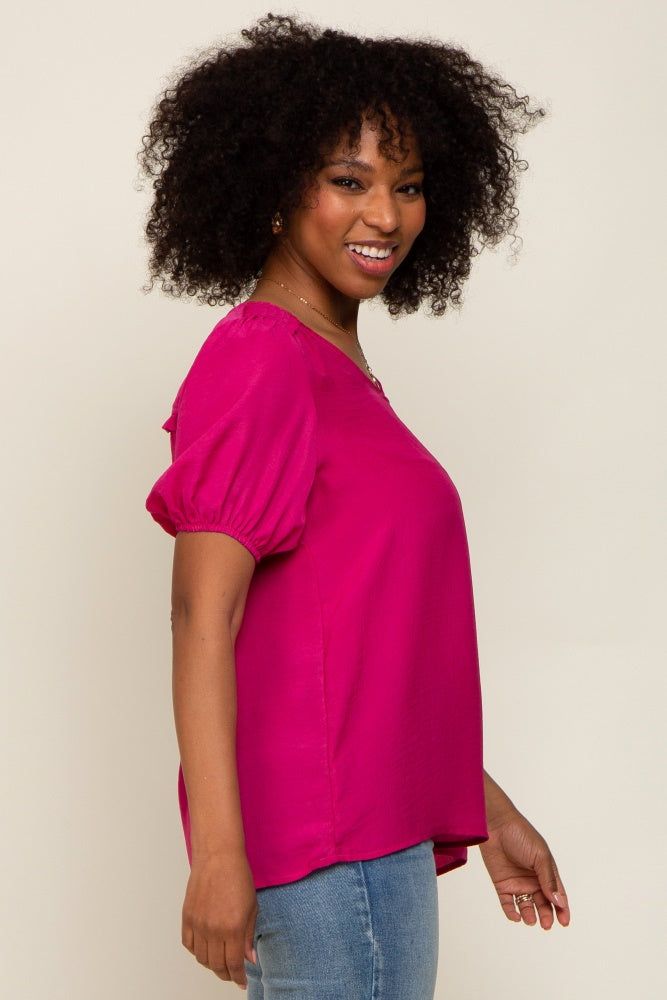 Fuchsia Puff Sleeve Blouse sold by Pinkblush product image thumbnail 2