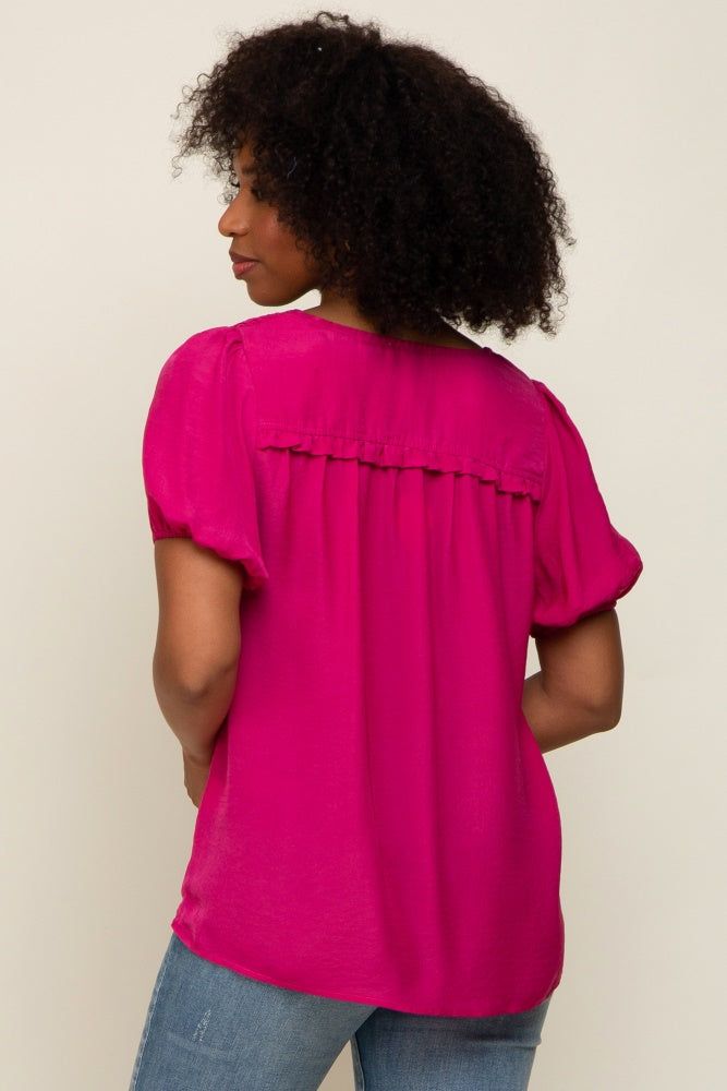 Fuchsia Puff Sleeve Blouse sold by Pinkblush product image thumbnail 3