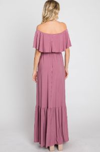Mauve Off Shoulder Maxi Dress sold by Pinkblush