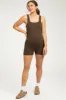 Brown Ribbed Square Neck Sleeveless Maternity Romper sold by Pinkblush