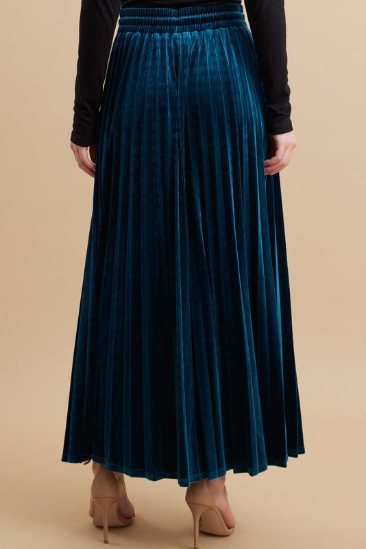 Teal Velvet Knit Drawstring Maxi Skirt sold by Pinkblush product image thumbnail 4