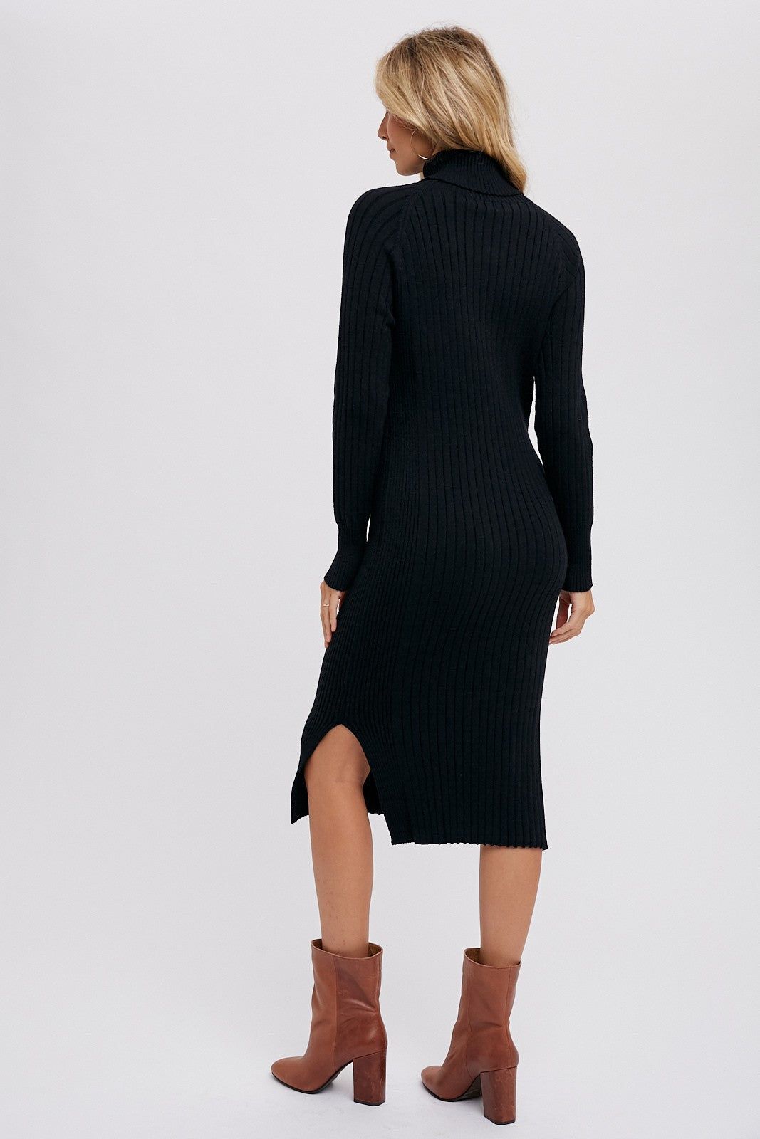 Black Long Sleeve Turtleneck Sweater Dress sold by Pinkblush product image thumbnail 3