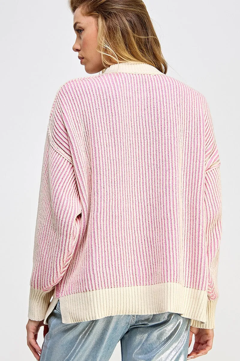 Pink Ribbed Balloon Sleeve Sweater sold by Pinkblush product image thumbnail 4