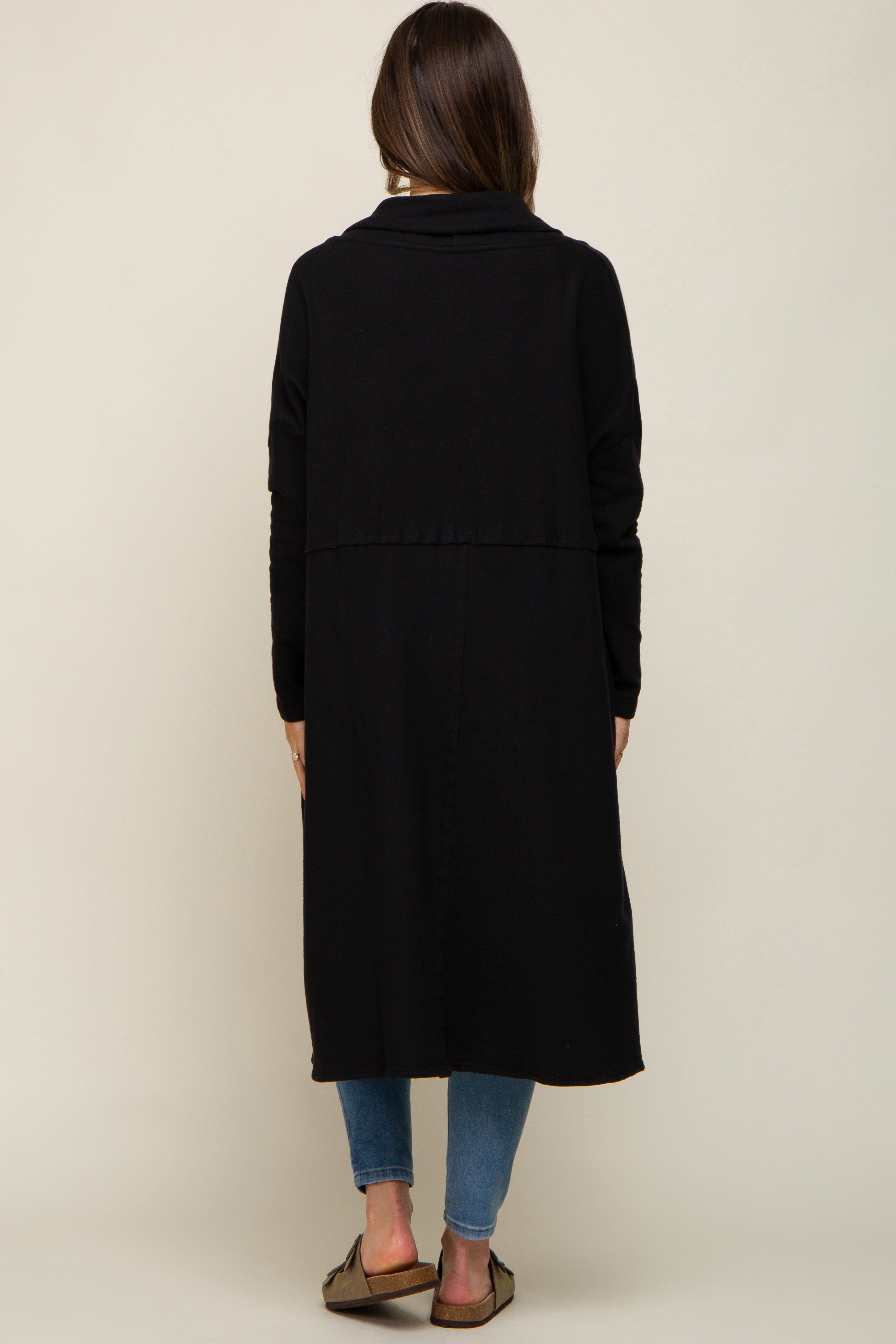 Black Open Front Long Maternity Cardigan sold by Pinkblush product image thumbnail 3