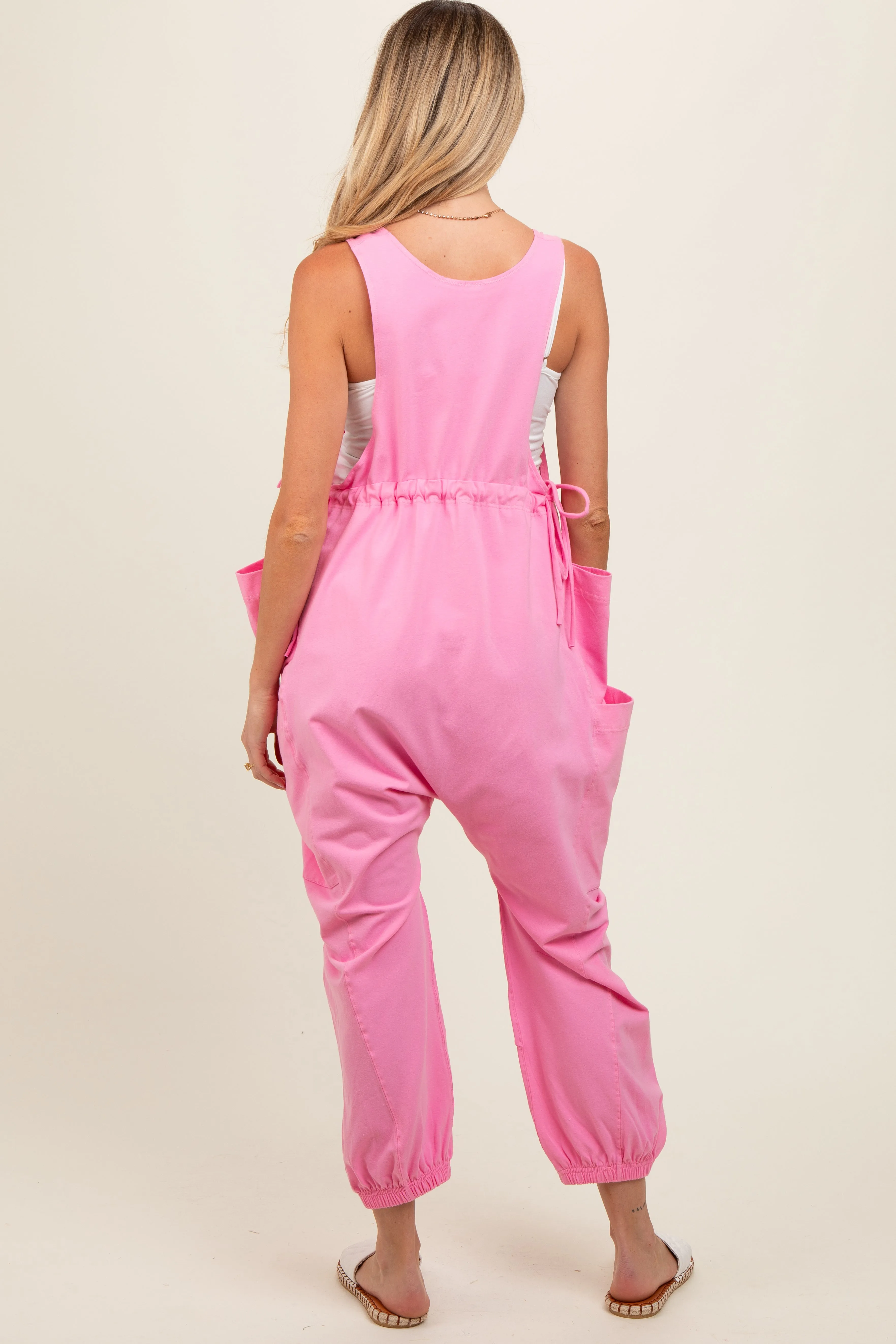 Pink Racerback Drawstring Side Pocket Maternity Jumpsuit sold by Pinkblush product image thumbnail 3